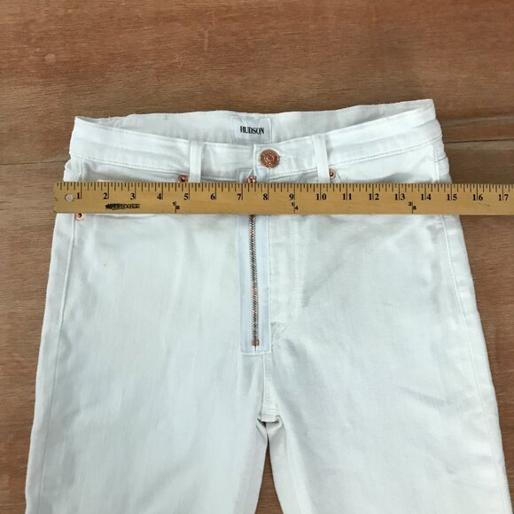 Hudson High Rise Barbara Ankle Super Skinny Jeans Women size 28 White Stretch - Picture 9 of 15